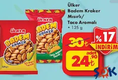 ÜLKER BADEM KRAKER MISIRLI / TACO AROMALI 135 G fiyat ve kampanya bilgisi